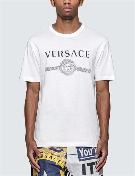 versace black white t shirt|versace men t shirt white.